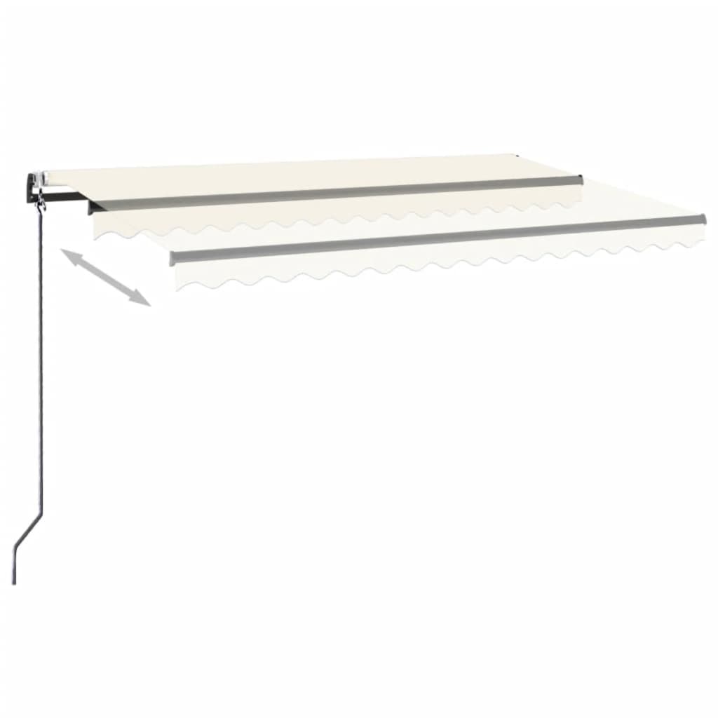 Automatisk markise med vindsensor og LED 450x350 cm kremhvit vidaXL