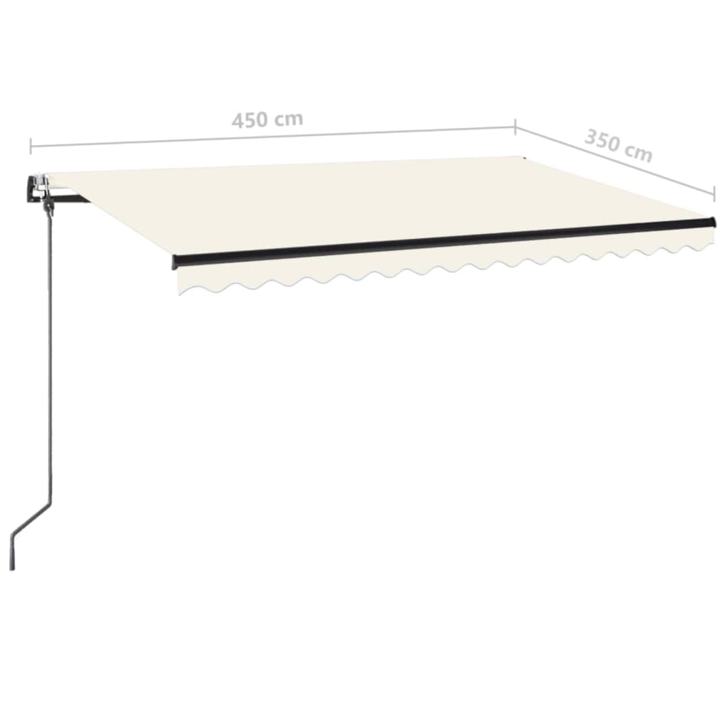 Automatisk markise med vindsensor og LED 450x350 cm kremhvit vidaXL