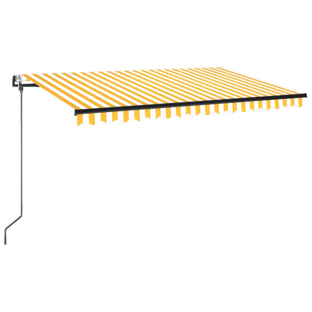 Automatisk markise med vindsensor og LED 450x350 cm gul/hvit vidaXL