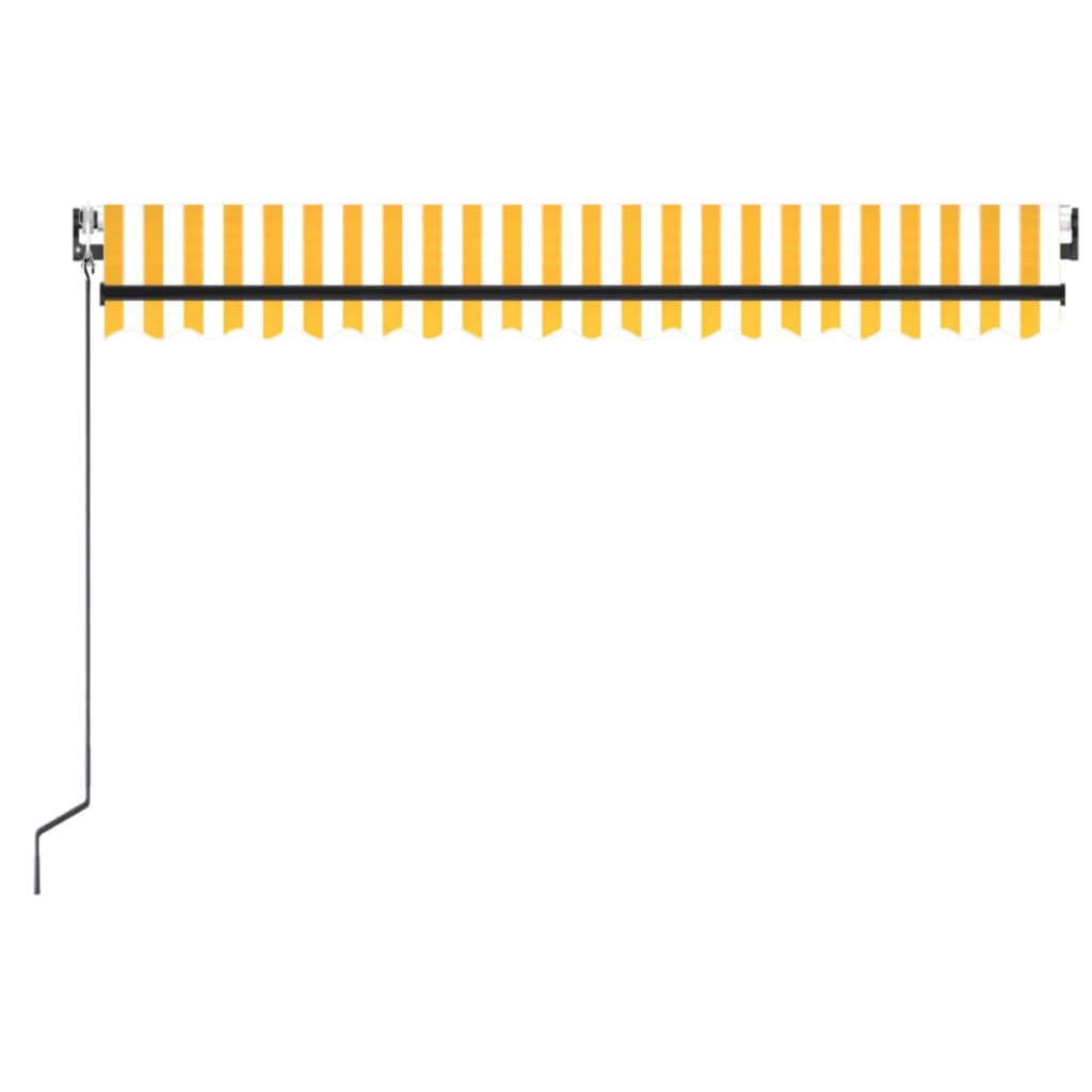 Automatisk markise med vindsensor og LED 450x350 cm gul/hvit