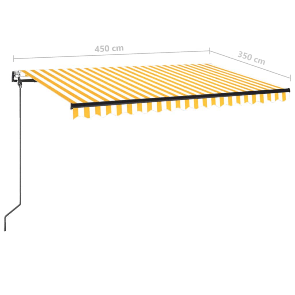 Automatisk markise med vindsensor og LED 450x350 cm gul/hvit vidaXL