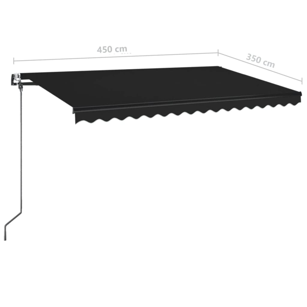 Automatisk markise med vindsensor og LED 450x350 cm antrasitt vidaXL