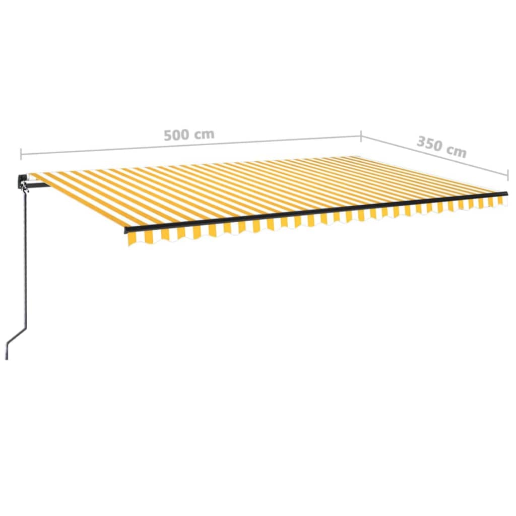 Manuell uttrekkbar markise 500x350 cm gul og hvit