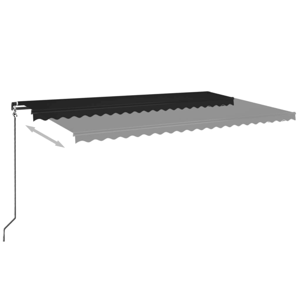 Manuell uttrekkbar markise med LED 500x350 cm antrasitt vidaXL