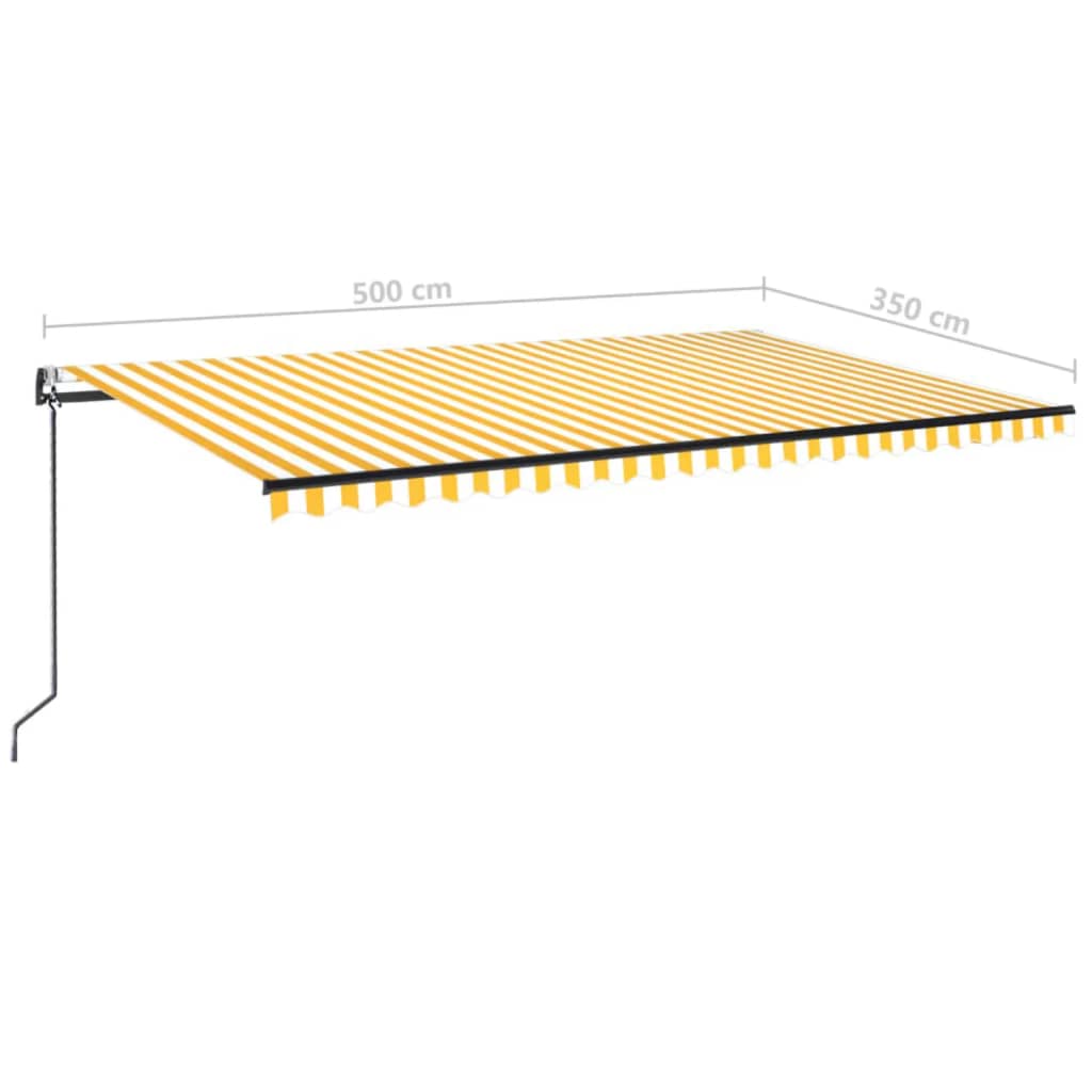 Automatisk uttrekkbar markise 500x350 cm gul og hvit