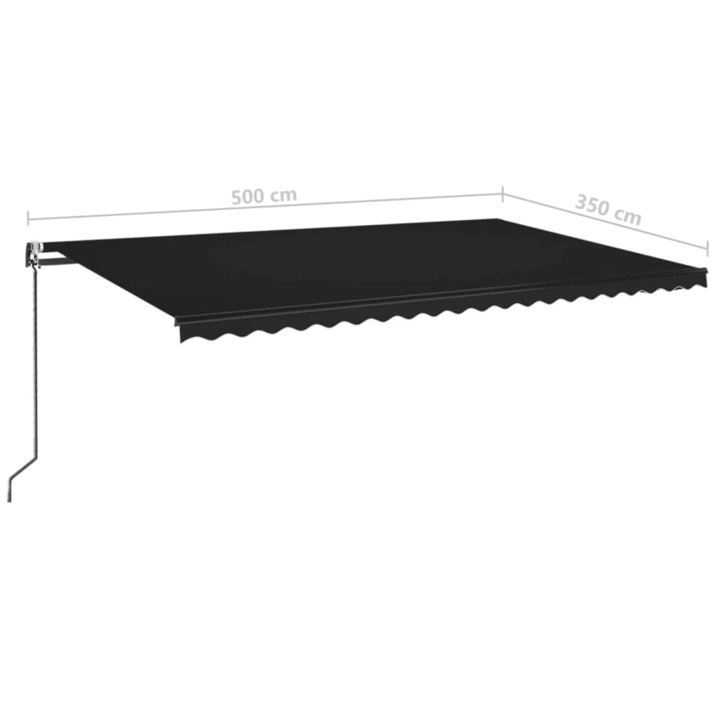 Automatisk markise med vindsensor og LED 500x350 cm antrasitt