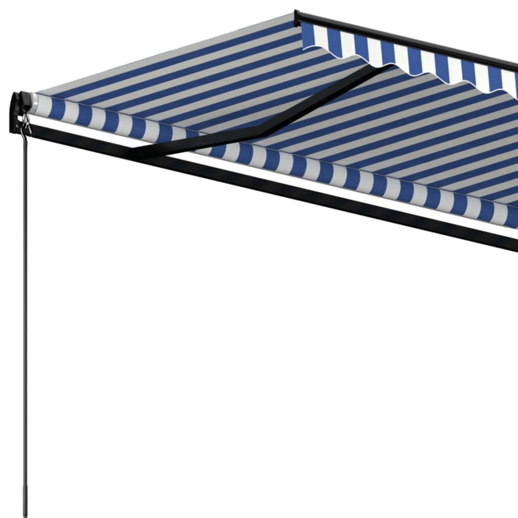Manuell uttrekkbar markise 600x350 cm blå og hvit vidaXL