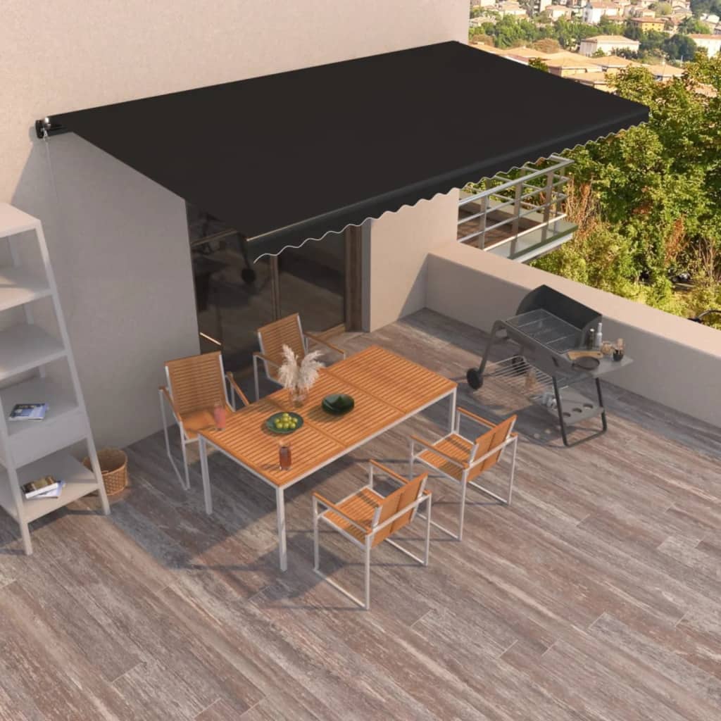 Manuell uttrekkbar markise 600x350 cm antrasitt vidaXL