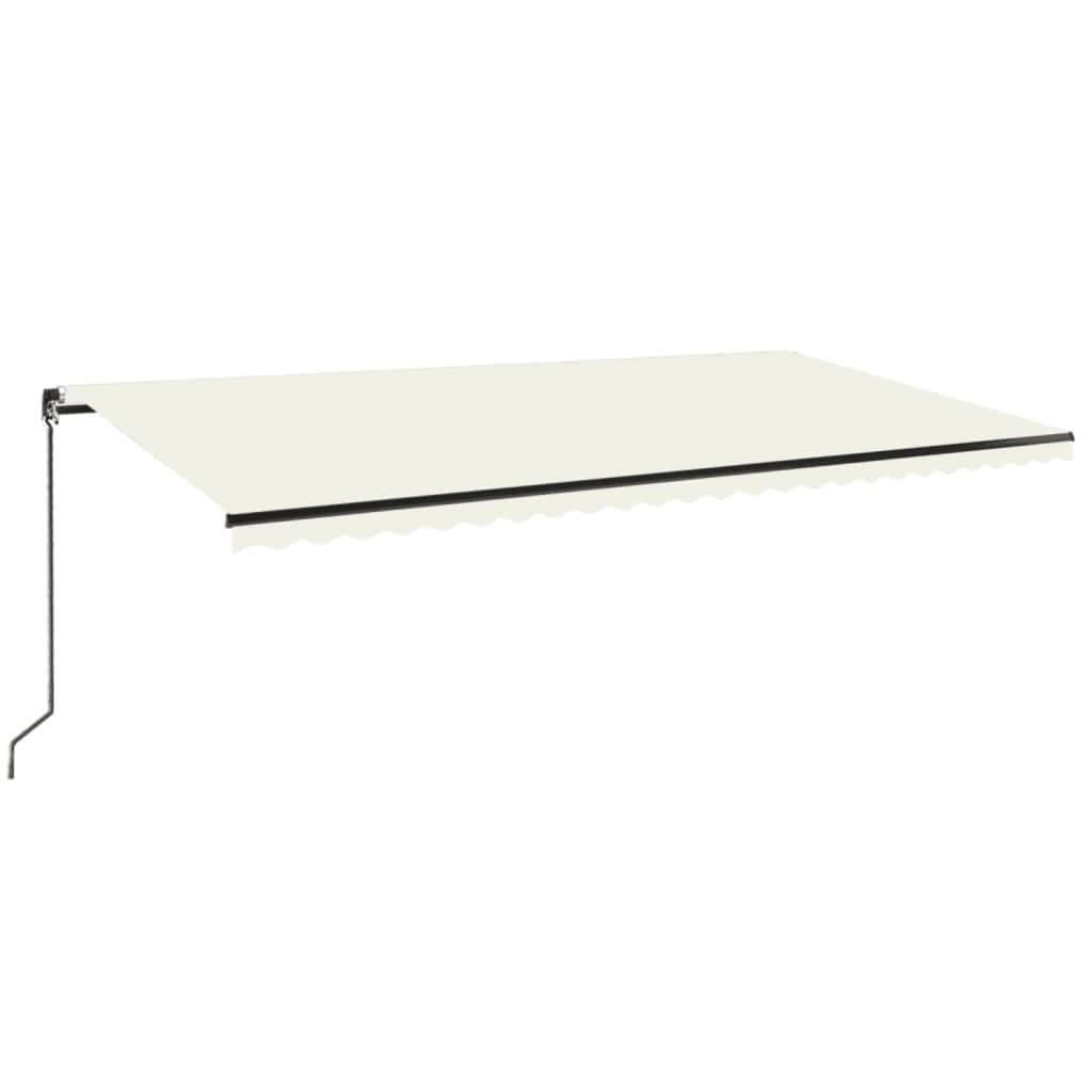 Manuell uttrekkbar markise med LED 600x350 cm kremhvit