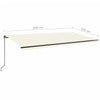 Manuell uttrekkbar markise med LED 600x350 cm kremhvit