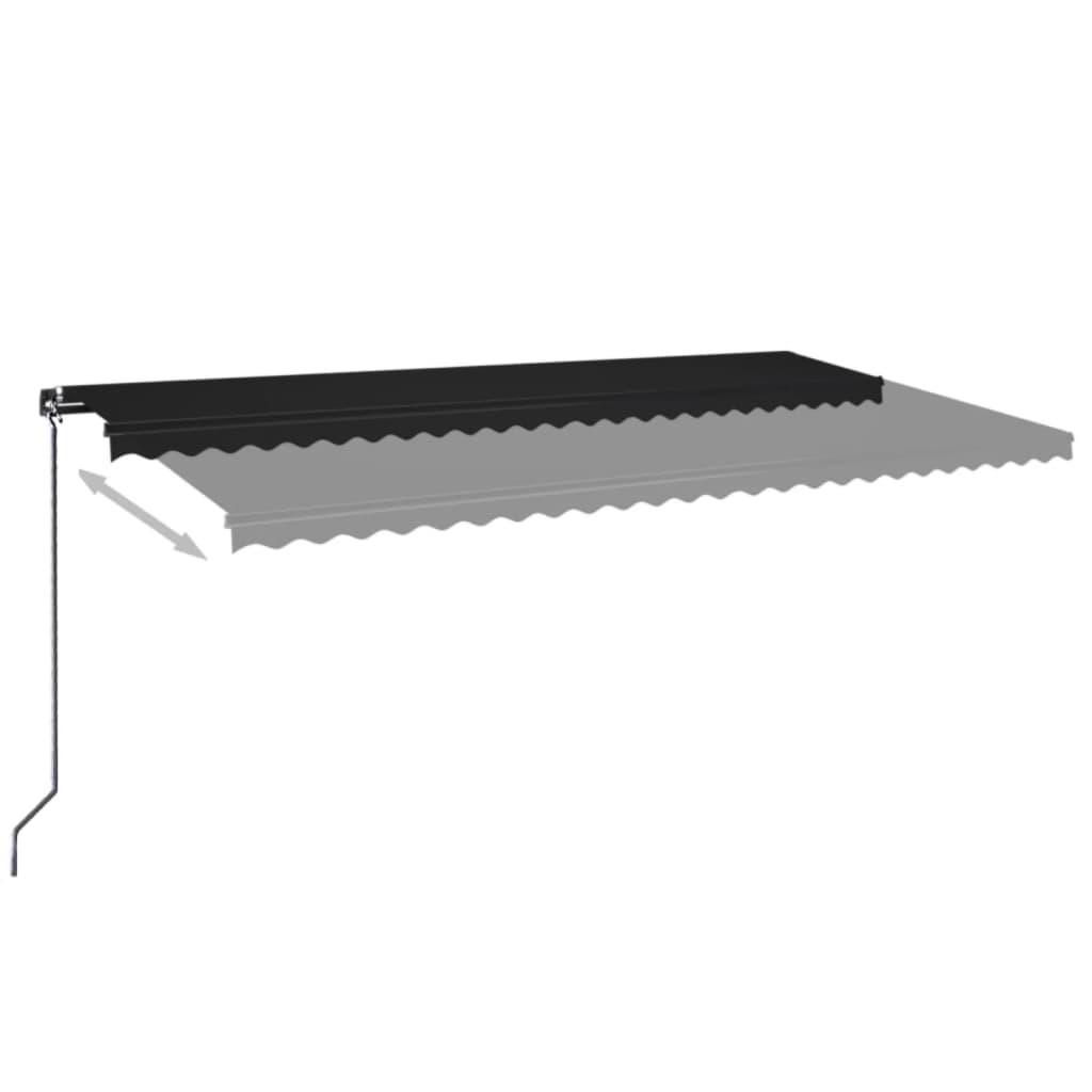 Manuell uttrekkbar markise med LED 600x350 cm antrasitt vidaXL