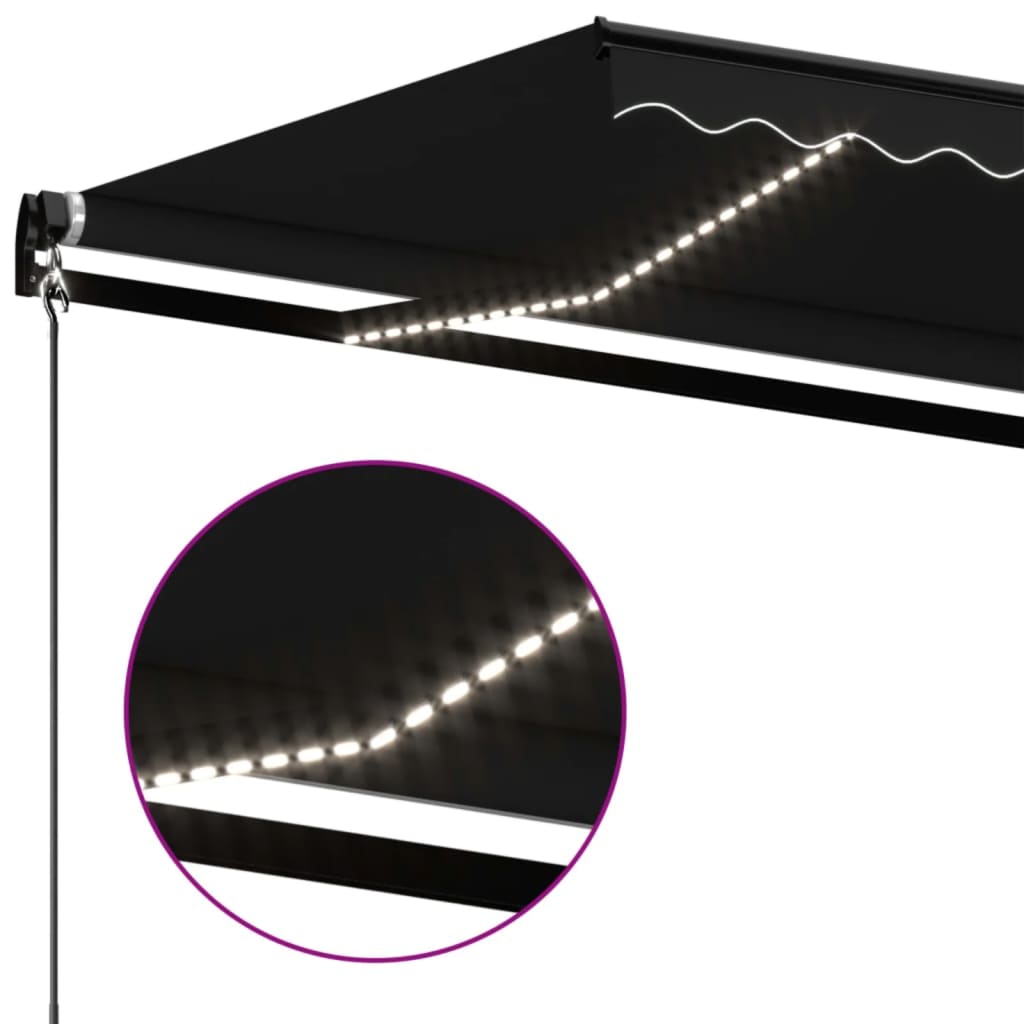Manuell uttrekkbar markise med LED 600x350 cm antrasitt vidaXL
