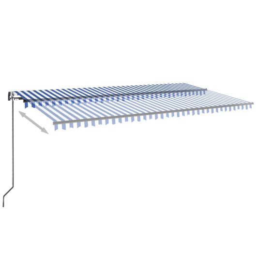 Automatisk uttrekkbar markise 600x350 cm blå og hvit vidaXL