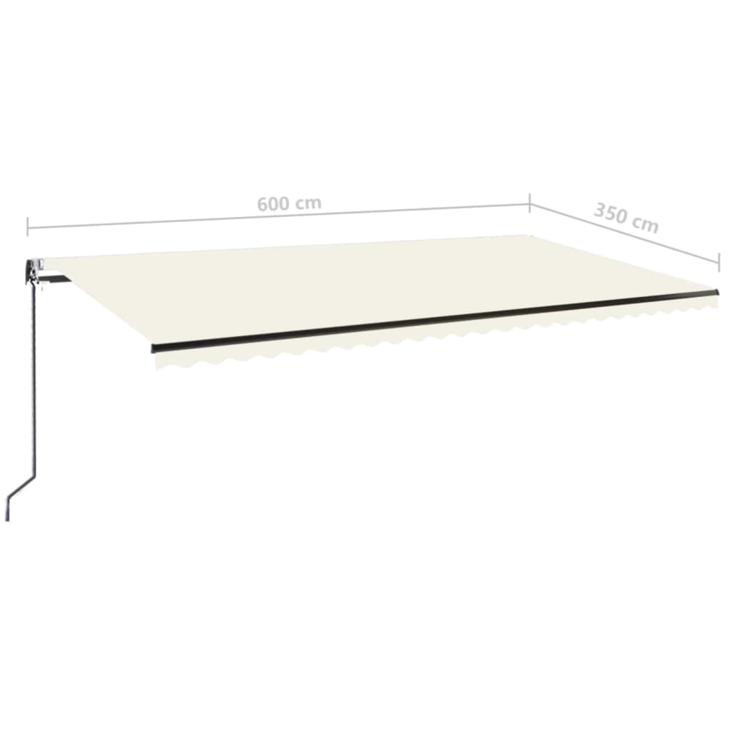 Automatisk uttrekkbar markise 600x350 cm kremhvit vidaXL