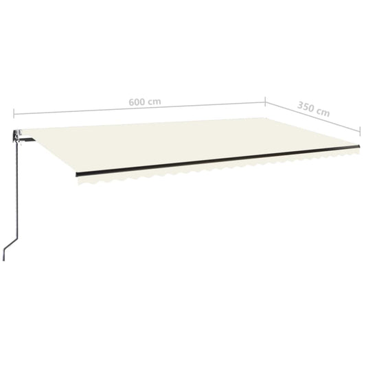 Automatisk uttrekkbar markise 600x350 cm kremhvit vidaXL
