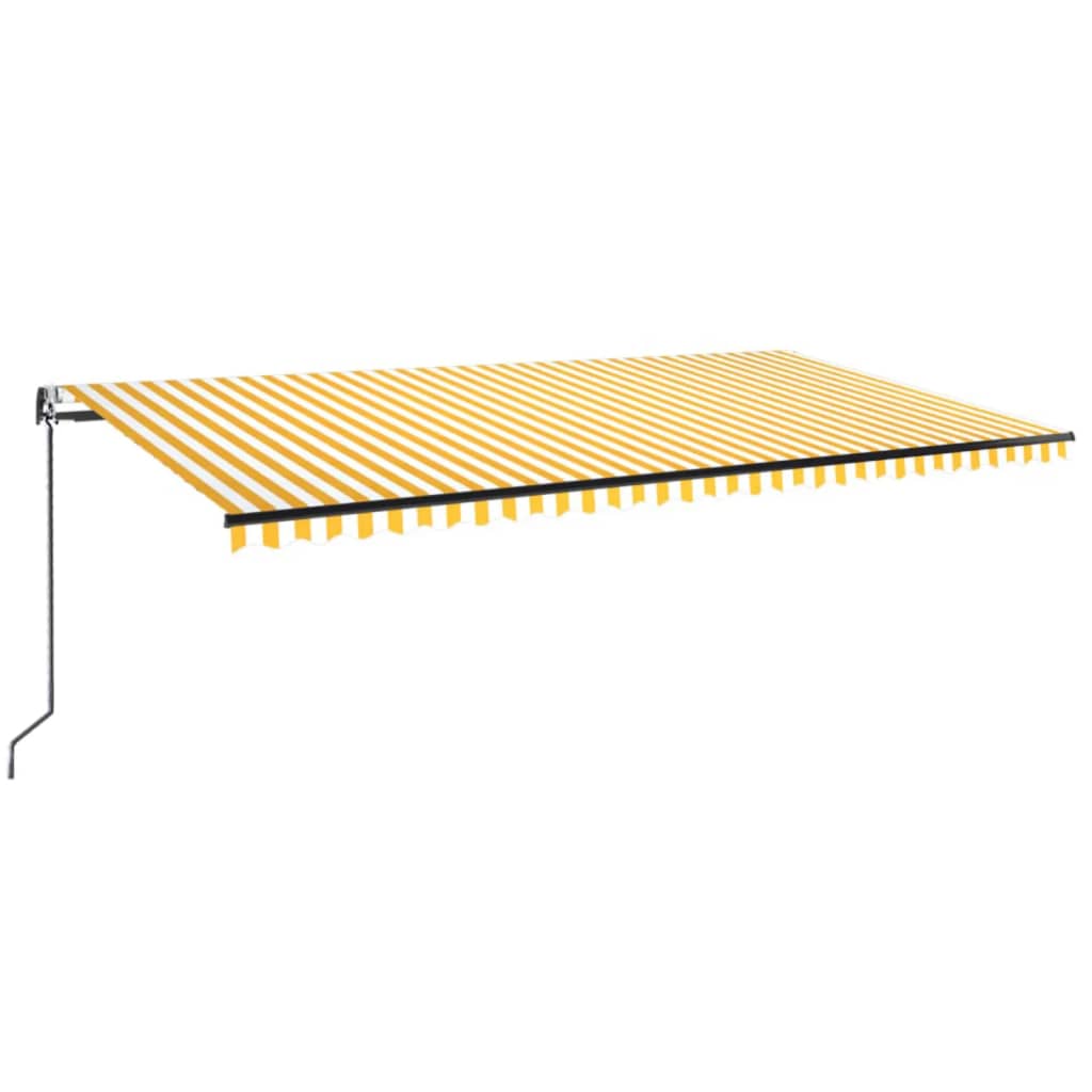 Automatisk uttrekkbar markise 600x350 cm gul og hvit vidaXL