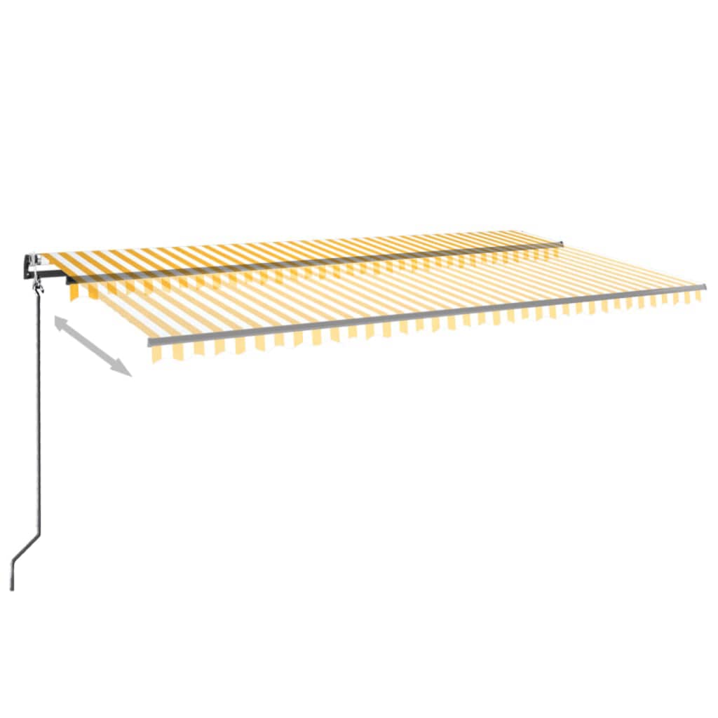 Automatisk uttrekkbar markise 600x350 cm gul og hvit vidaXL