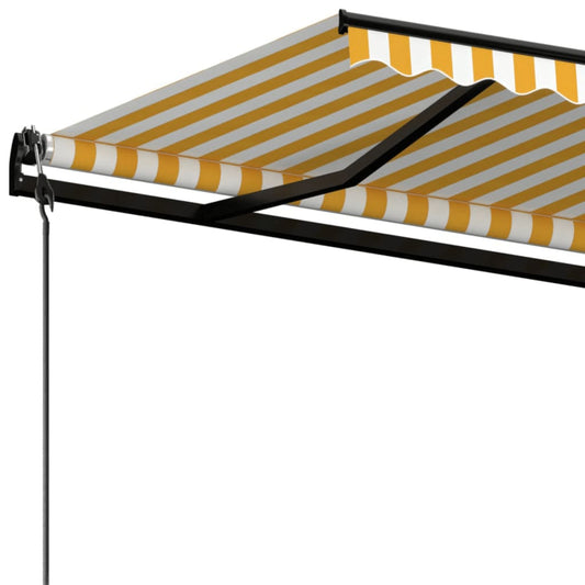 Automatisk uttrekkbar markise 600x350 cm gul og hvit vidaXL