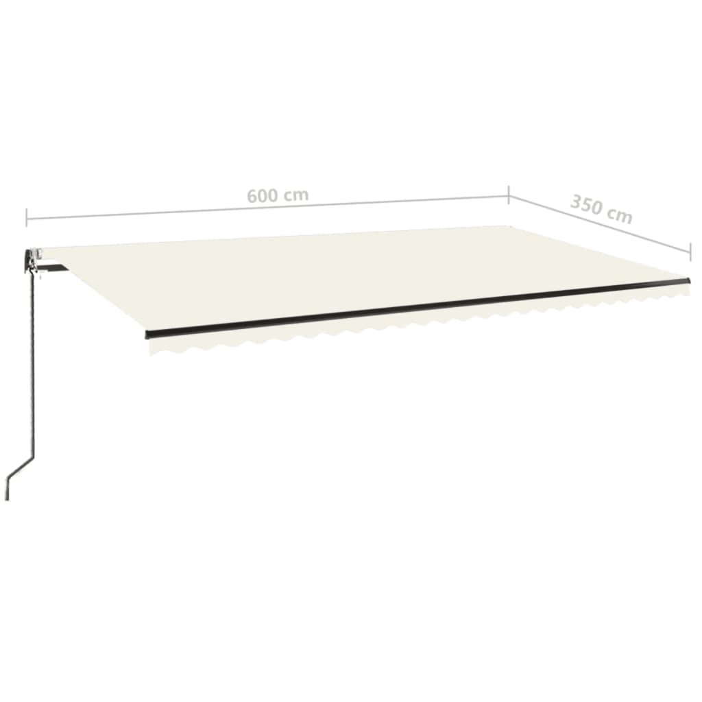 Automatisk markise med vindsensor og LED 600x350 cm kremhvit vidaXL