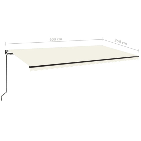 Automatisk markise med vindsensor og LED 600x350 cm kremhvit vidaXL