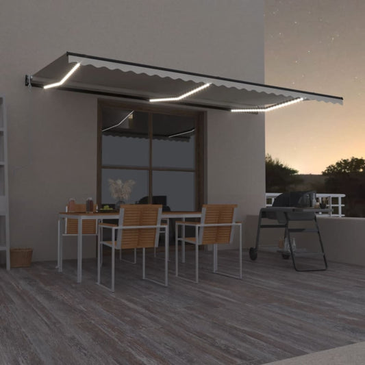 Automatisk markise med vindsensor og LED 600x350 cm kremhvit vidaXL