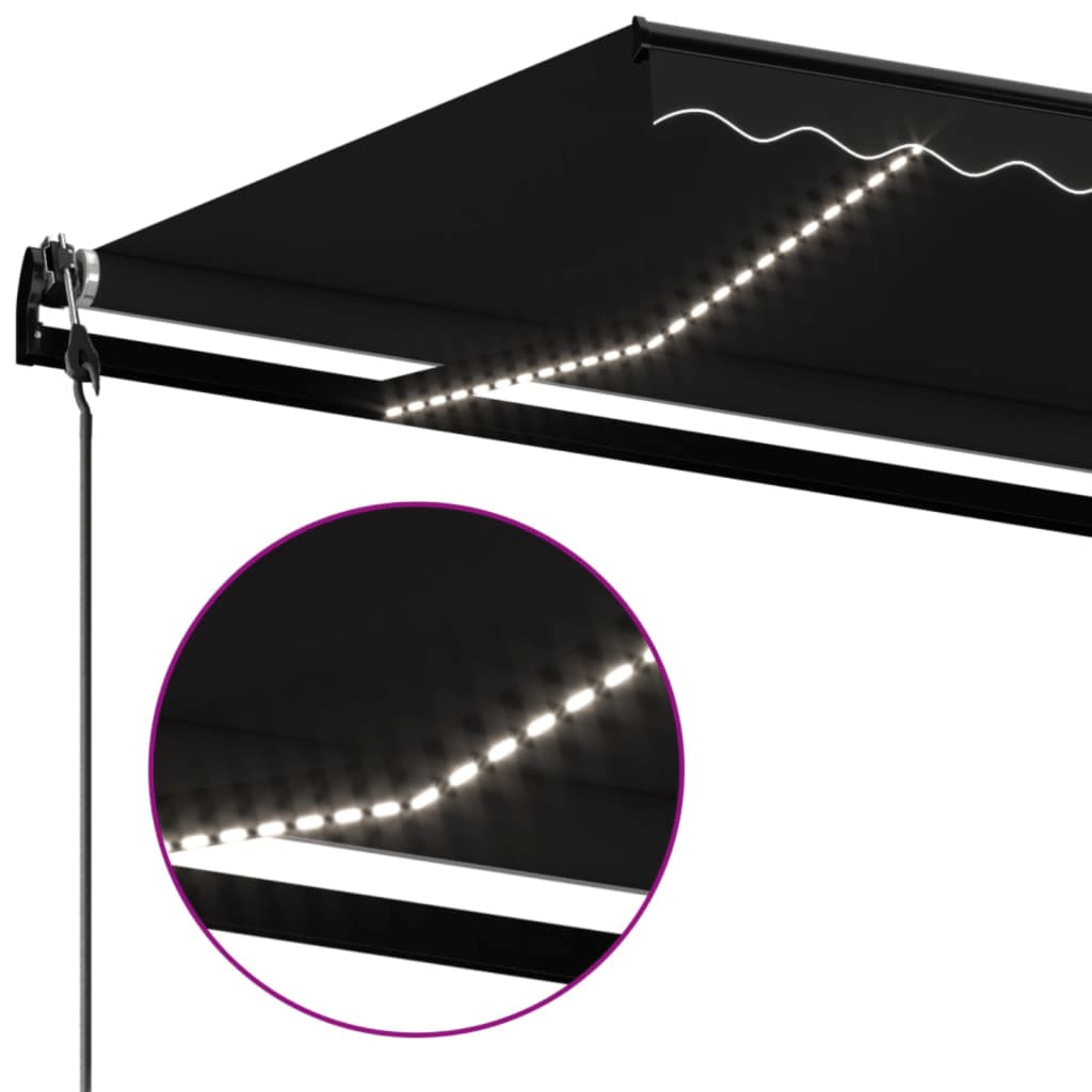 Automatisk markise med vindsensor og LED 600x350 cm antrasitt vidaXL