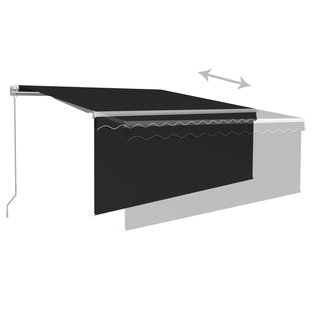 Manuell uttrekkbar markise rullegardin og LED 3x2,5 m antrasitt