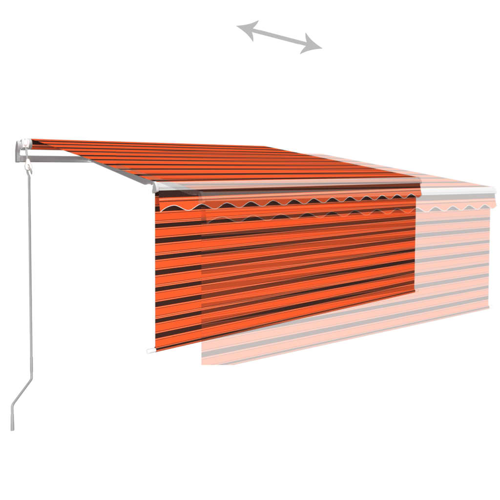 Automatisk uttrekkbar markise med stolper 3x2,5 m oransje brun