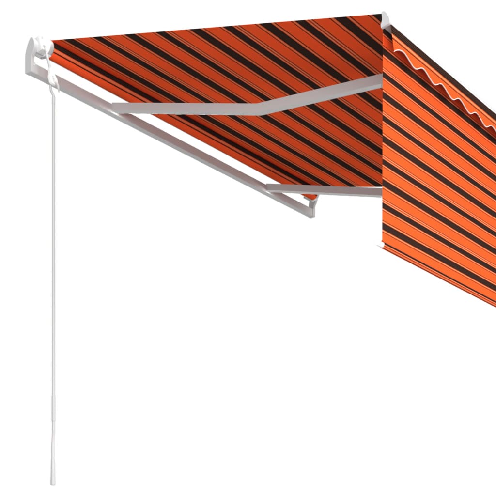 Automatisk uttrekkbar markise med stolper 3x2,5 m oransje brun