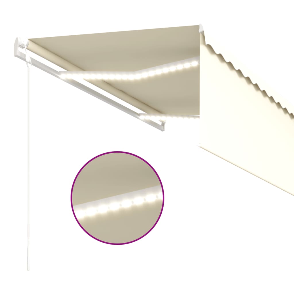 Automatisk markise rullegardin LED vindsensor 3x2,5 m kremhvit vidaXL