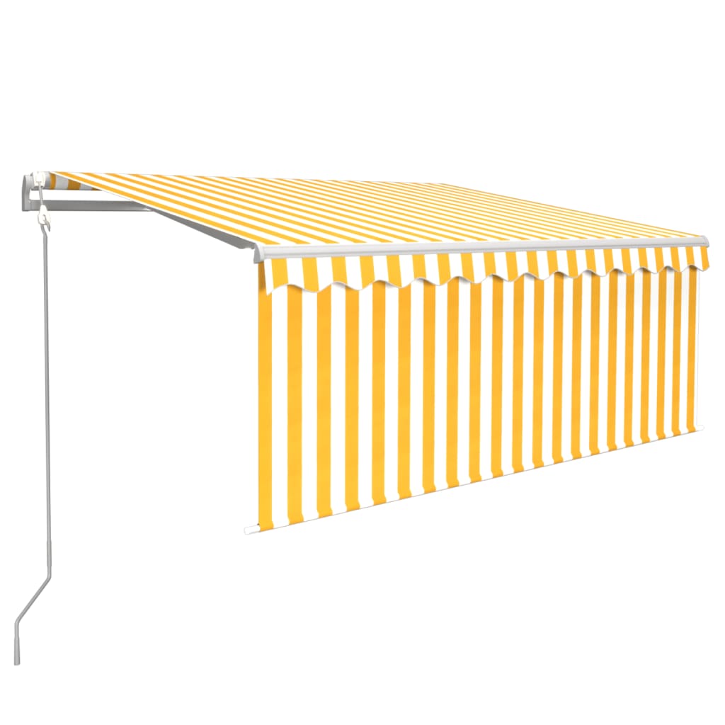 Automatisk markise rullegardin LED vindsensor 3x2,5 m gul hvit vidaXL