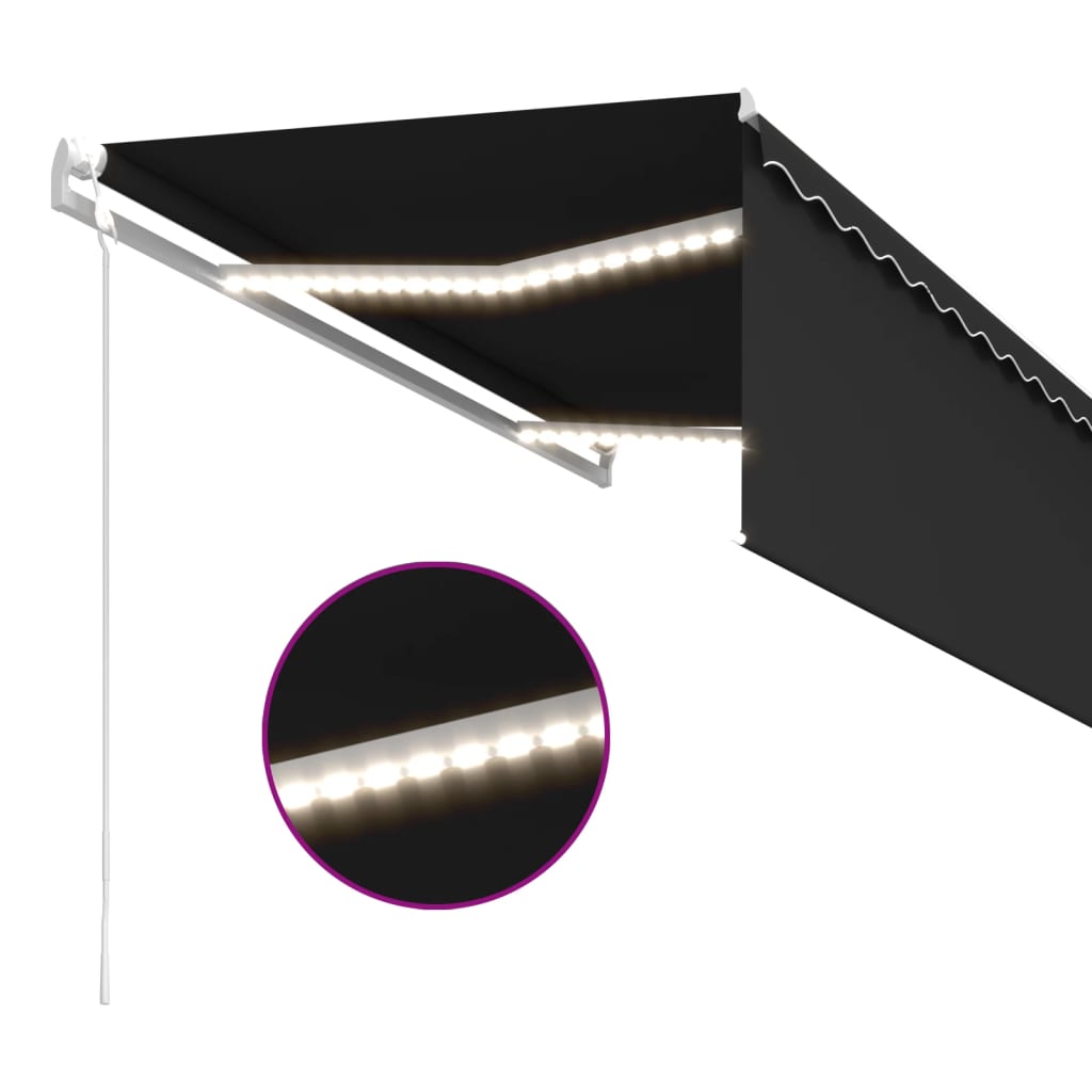 Automatisk markise rullegardin LED vindsensor 3x2,5 m antrasitt