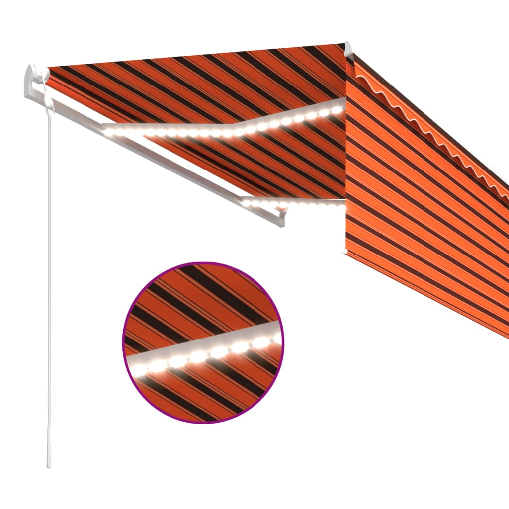 Automatisk markise rullegardin LED vindsensor 3x2,5m oransje vidaXL