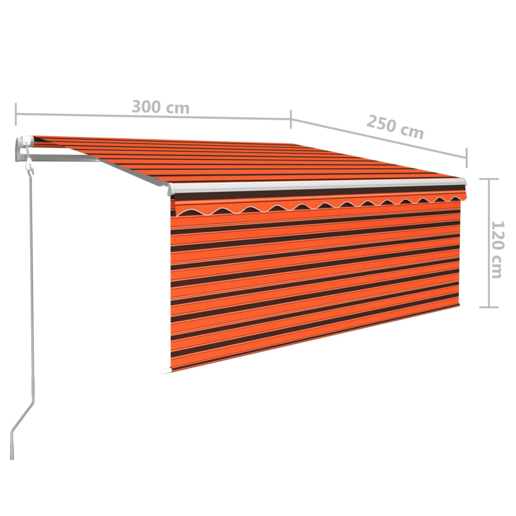 Automatisk markise rullegardin LED vindsensor 3x2,5m oransje vidaXL