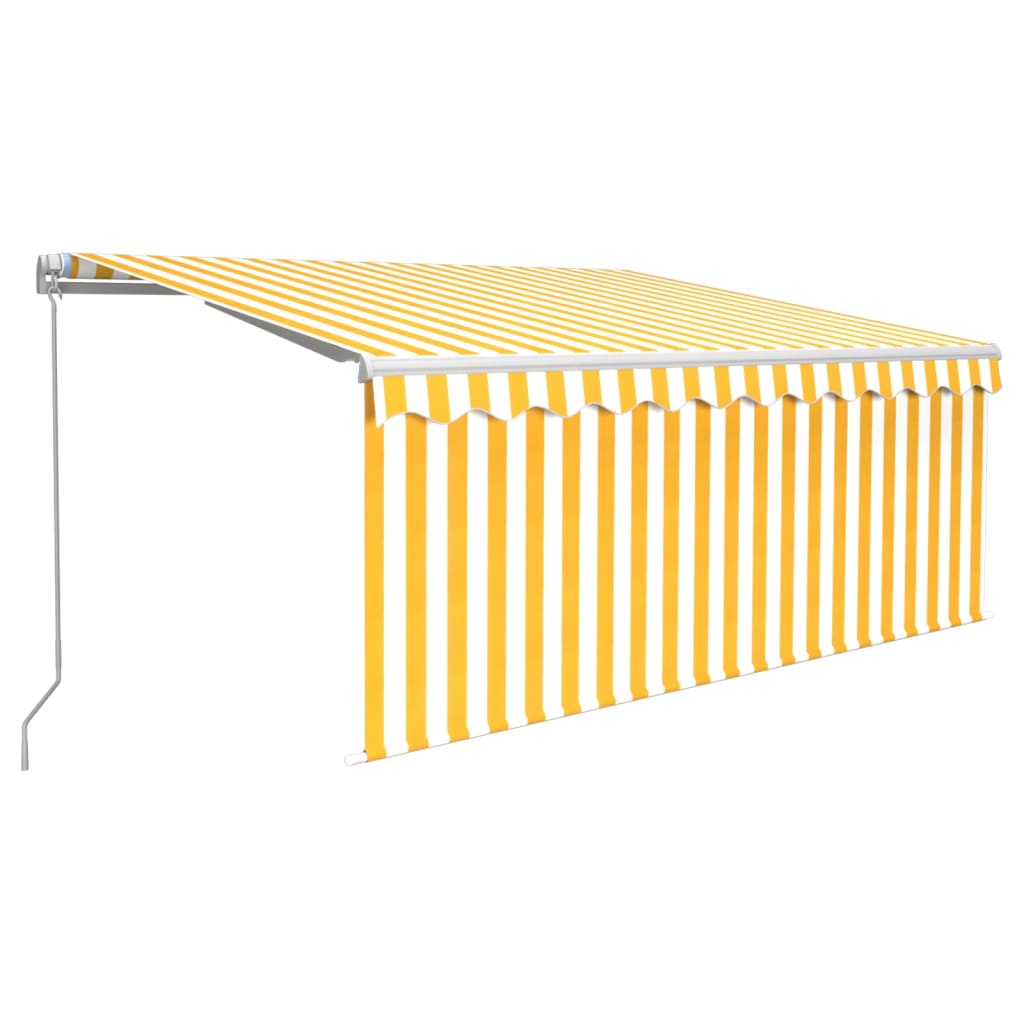 Manuell uttrekkbar markise med rullegardin 3,5x2,5 m gul hvit