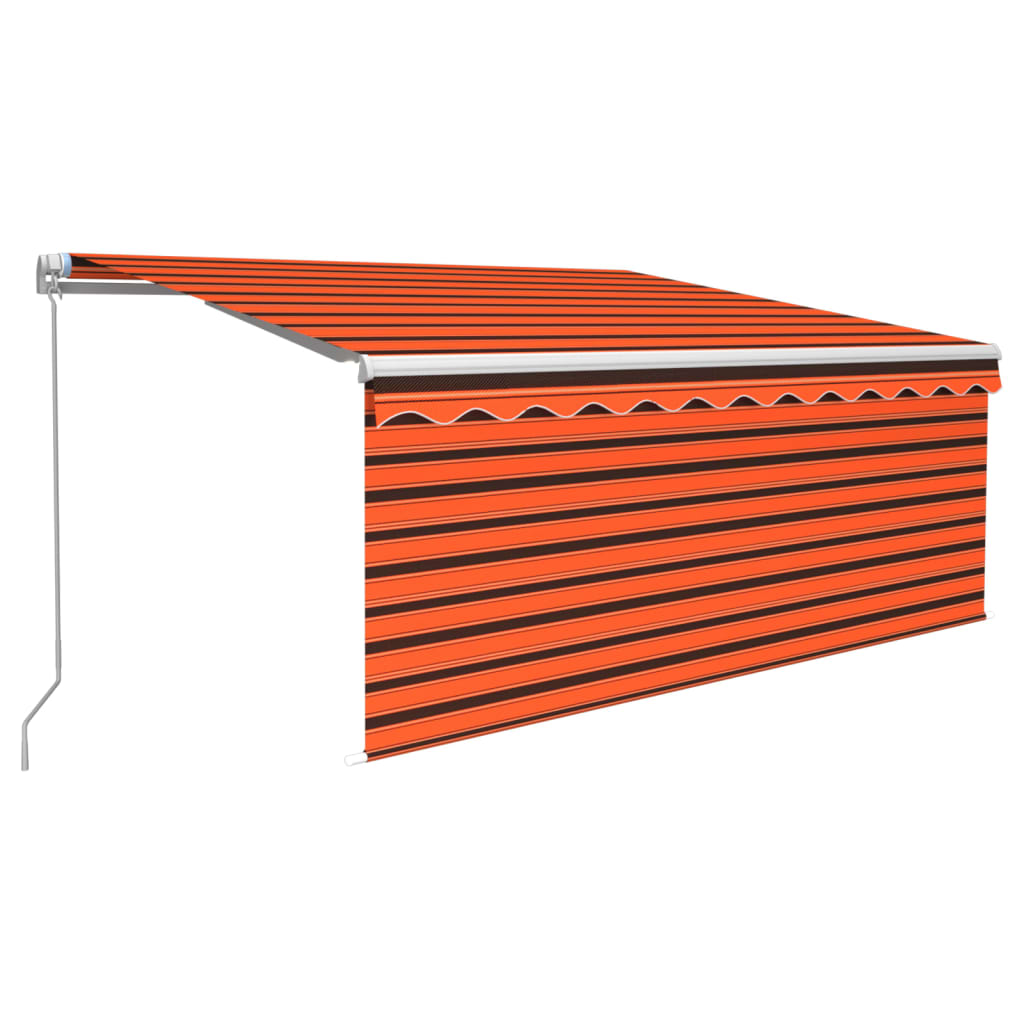 Manuell uttrekkbar markise rullegardin 3,5x2,5 m oransje&brun