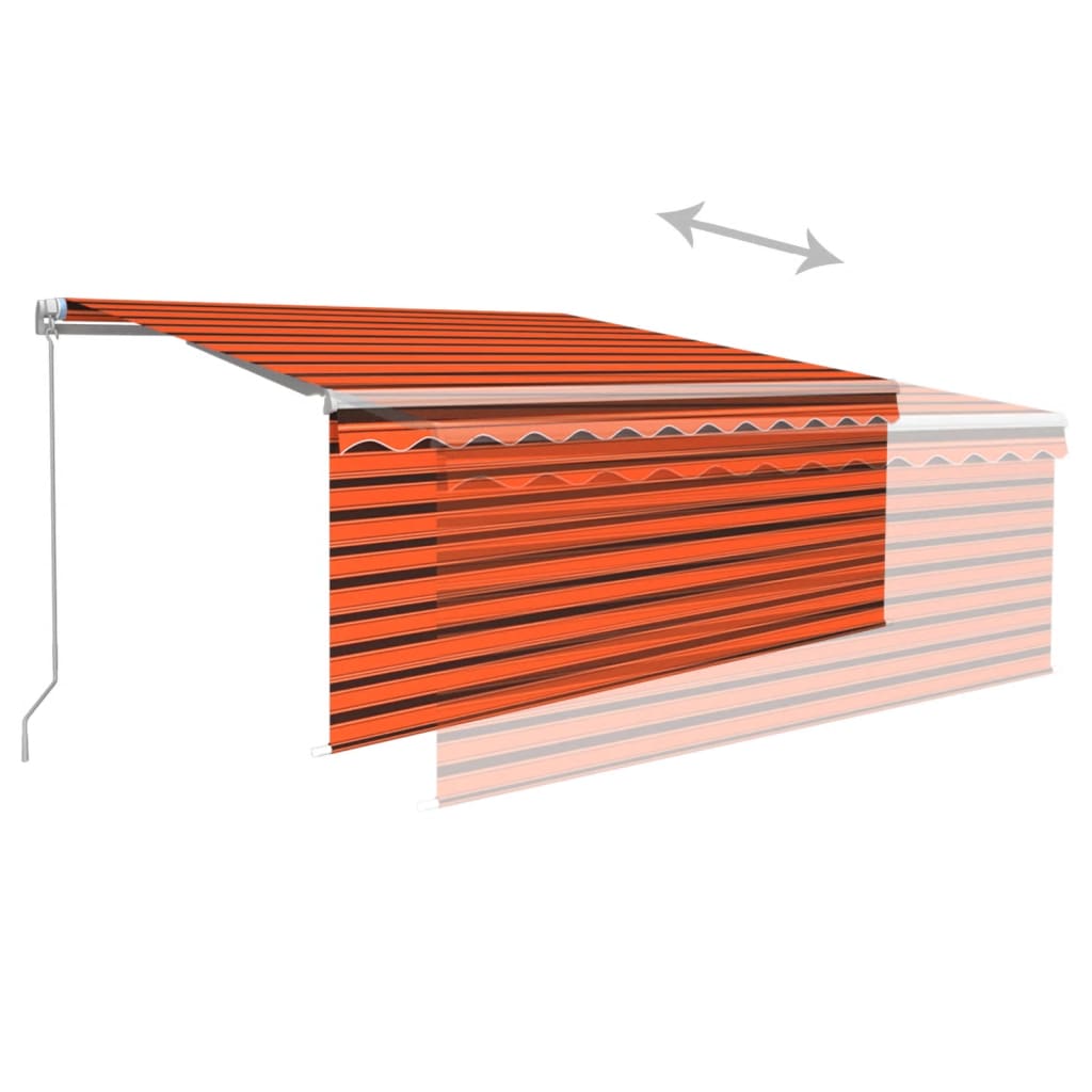 Manuell uttrekkbar markise rullegardin 3,5x2,5 m oransje&brun