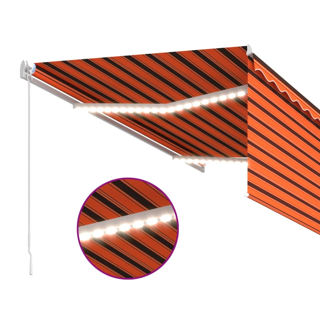 Manuell uttrekkbar markise rullegardin 3,5x2,5 m oransje&brun