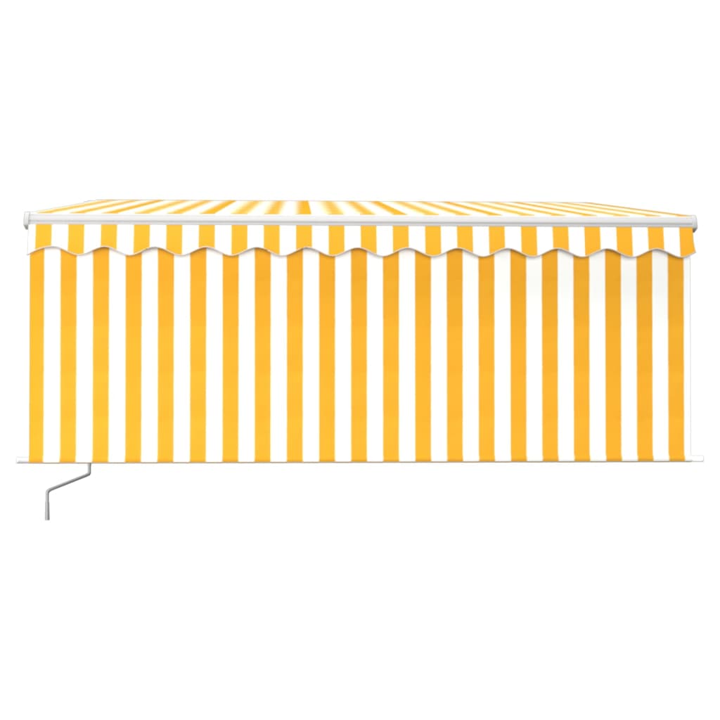Manuell uttrekkbar markise rullegardin&LED 3,5x2,5 m gul hvit vidaXL
