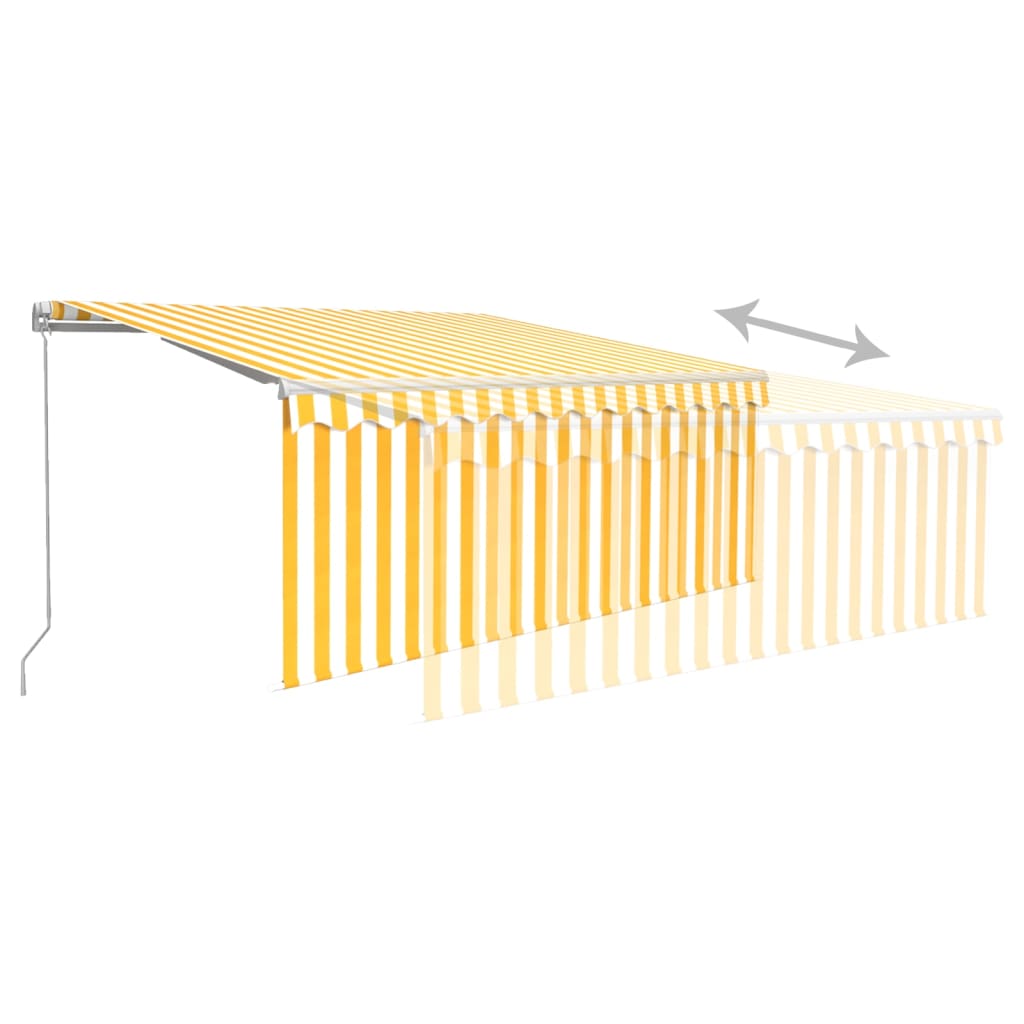 Manuell uttrekkbar markise rullegardin&LED 3,5x2,5 m gul hvit
