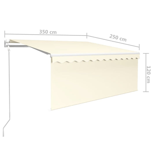 Automatisk uttrekkbar markise med rullegardin 3,5x2,5 m krem
