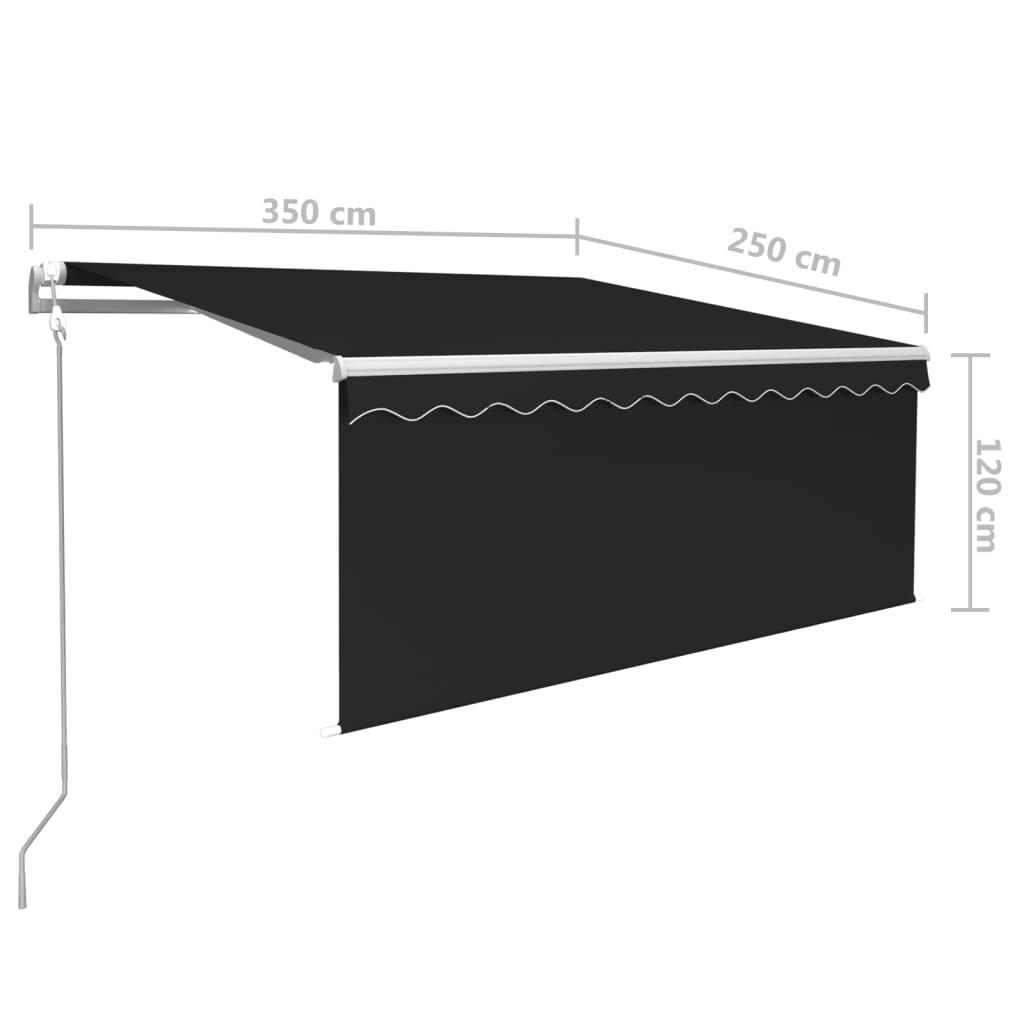 Automatisk uttrekkbar markise rullegardin 3,5x2,5 m antrasitt
