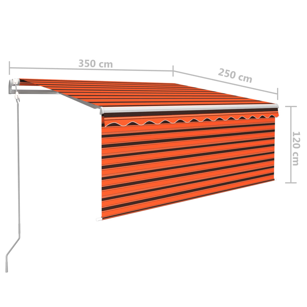 Automatisk uttrekkbar markise rullegardin 3,5x2,5m oransje&brun