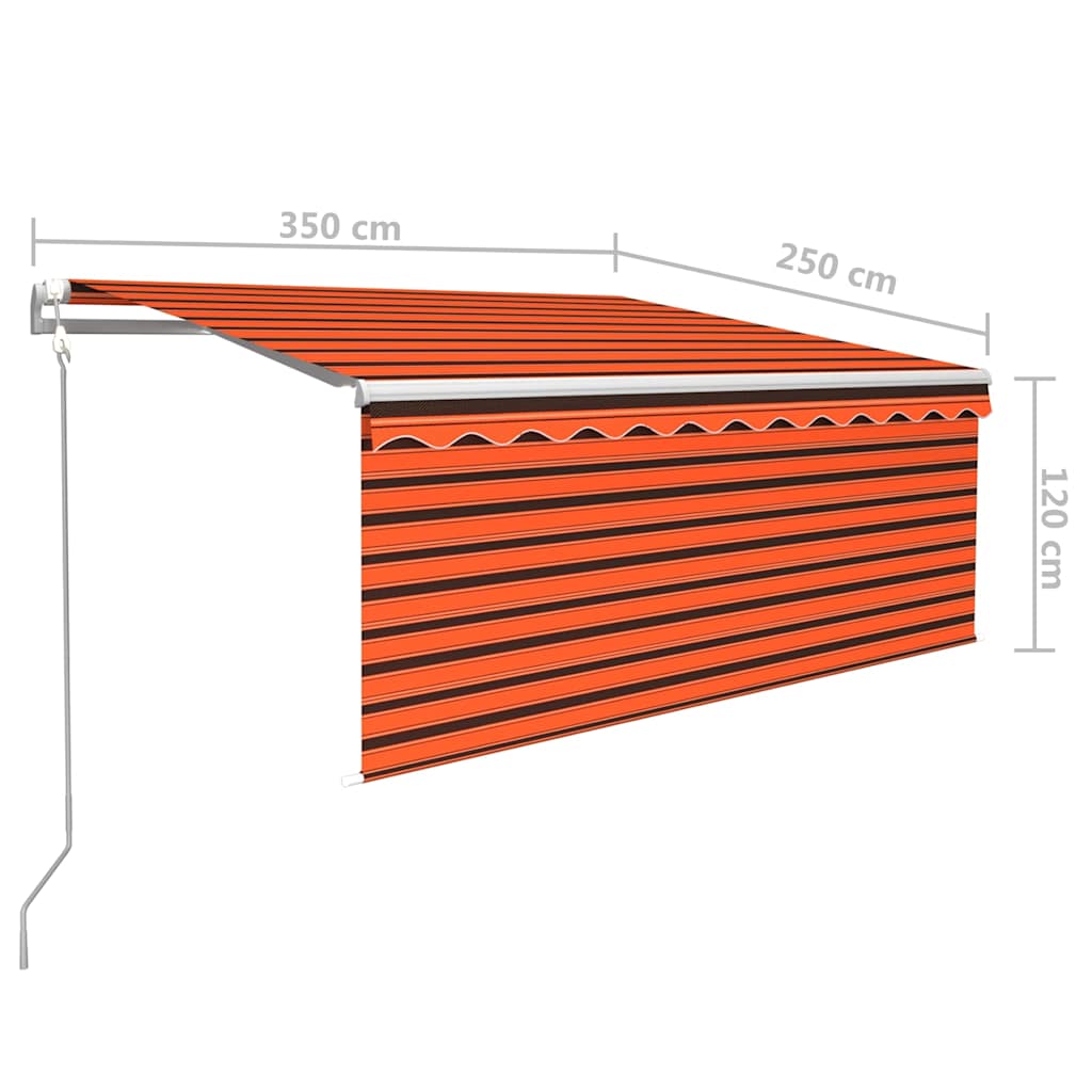 Automatisk markise rullegardin LED vindsensor 3,5x2,5 m oransje