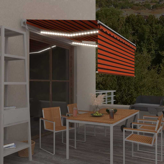 Automatisk markise rullegardin LED vindsensor 3,5x2,5 m oransje