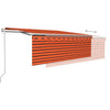 Automatisk uttrekkbar markise rullegardin 4x3 m oransje brun