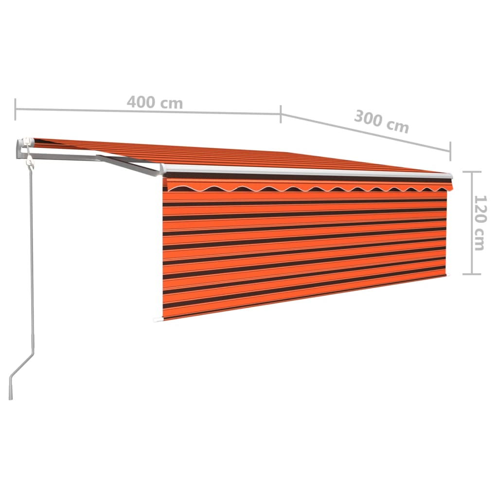 Automatisk uttrekkbar markise rullegardin 4x3 m oransje brun