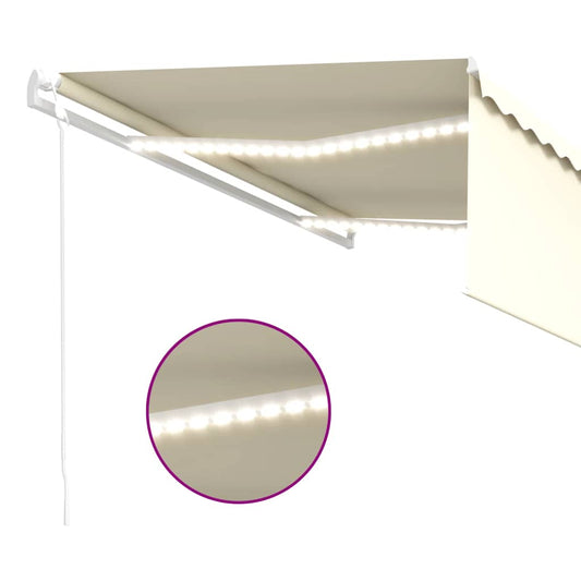 Automatisk markise rullegardin vindsensor LED 4x3 m kremhvit