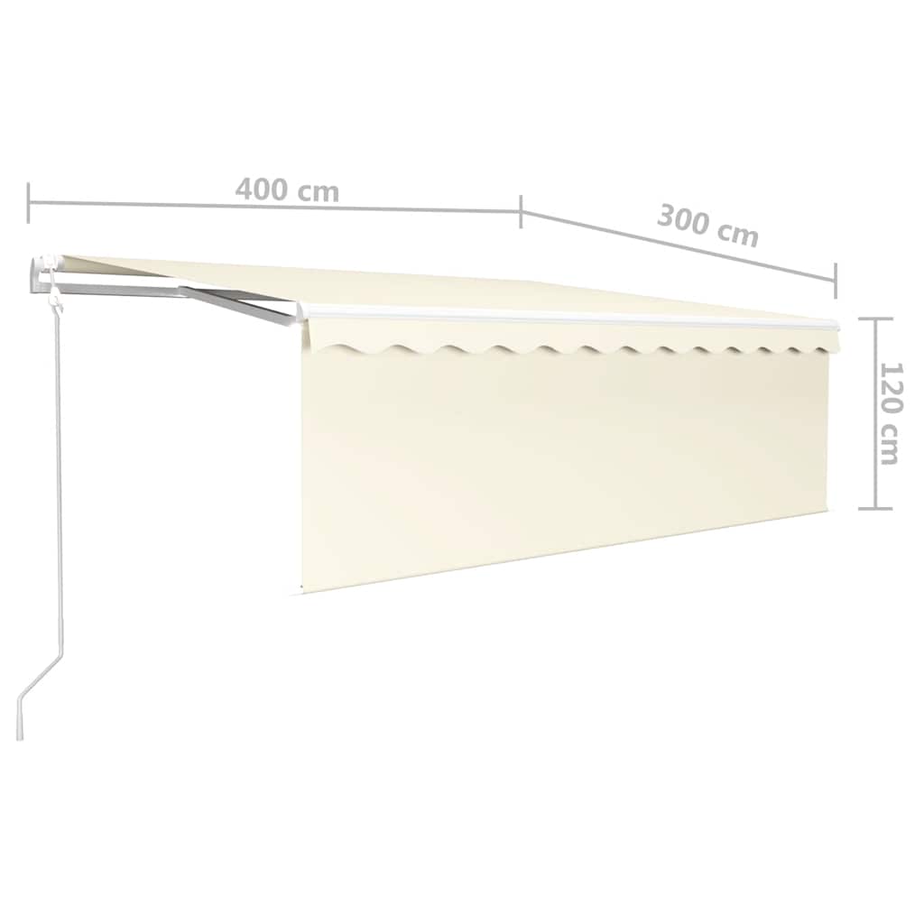 Automatisk markise rullegardin vindsensor LED 4x3 m kremhvit