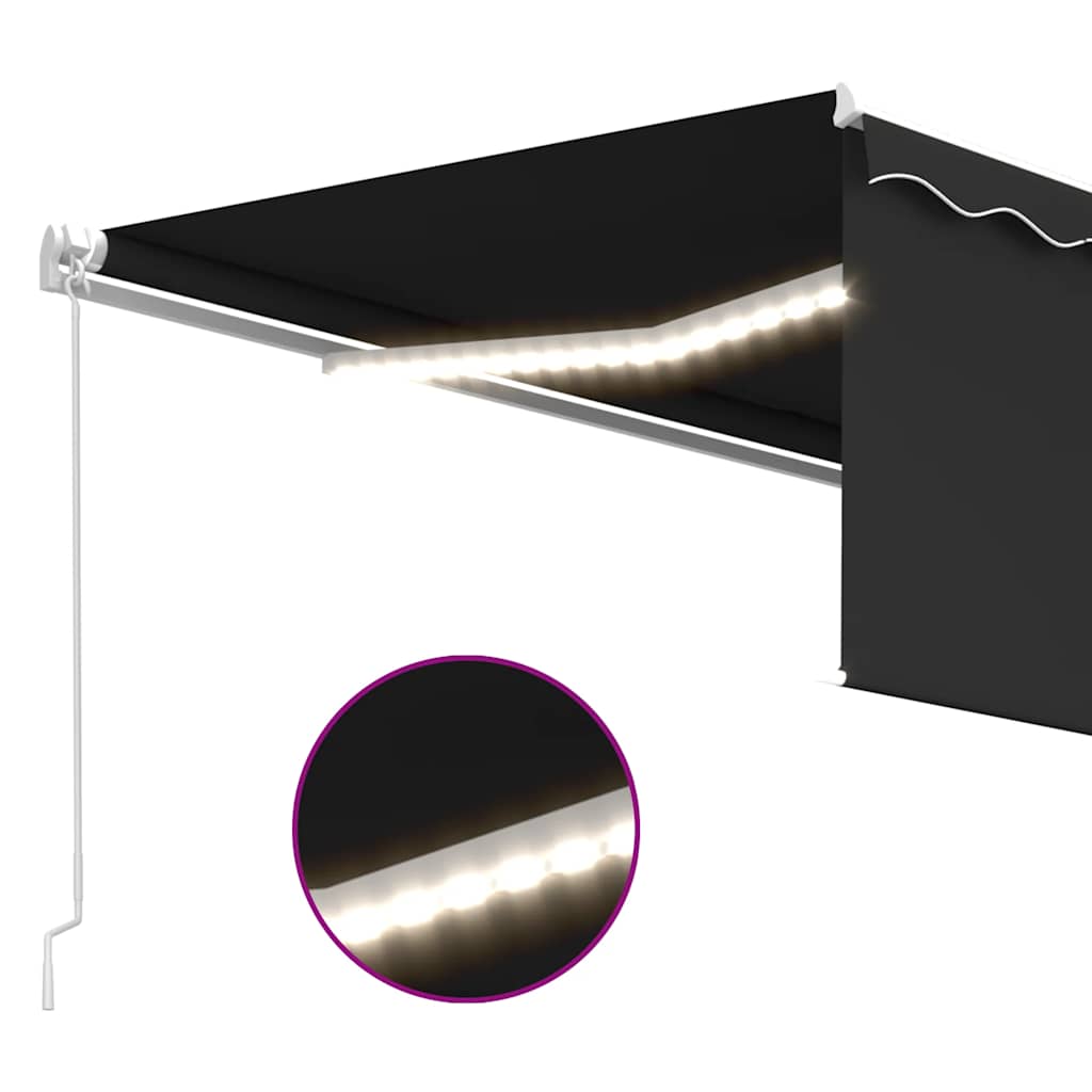 Manuell uttrekkbar markise rullegardin og LED 4,5x3 m antrasitt vidaXL
